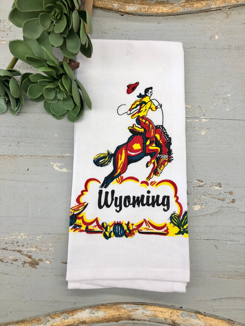 Wyoming Cowboy Souvenir Kitchen Towel