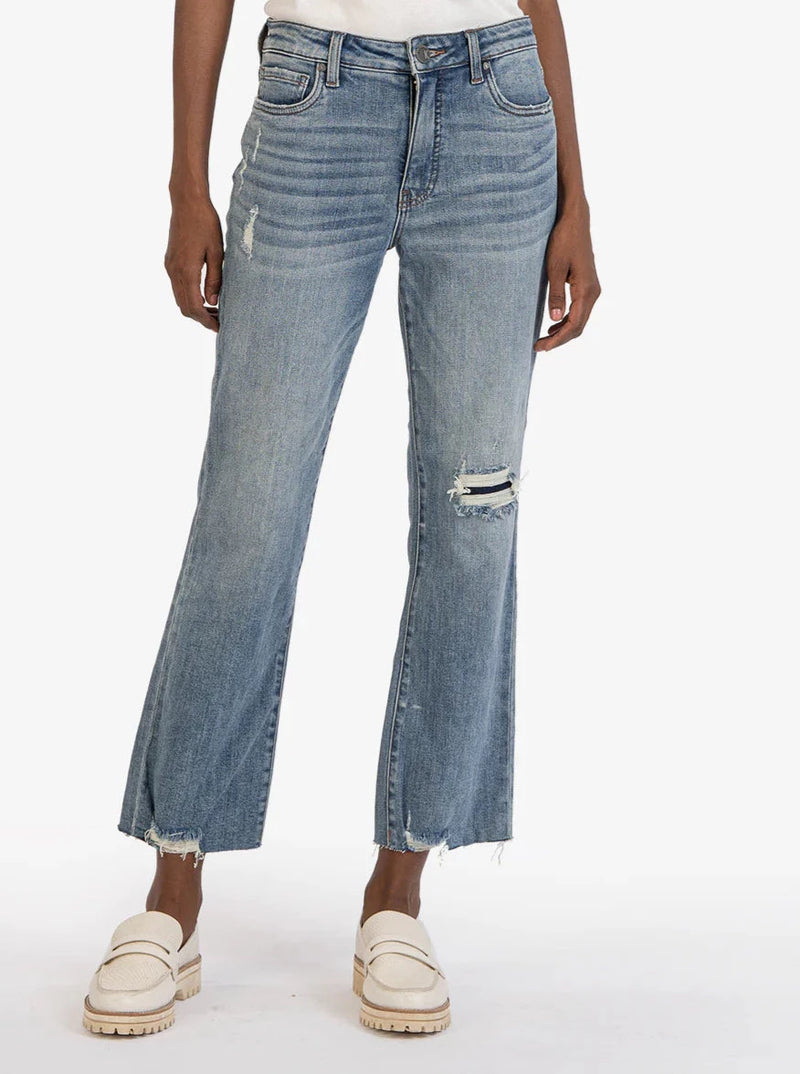 Kelsey High Rise Fab Ab Ankle Flare with Raw Hem