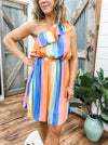 Let the Sun Shine One Shoulder Mini Dress