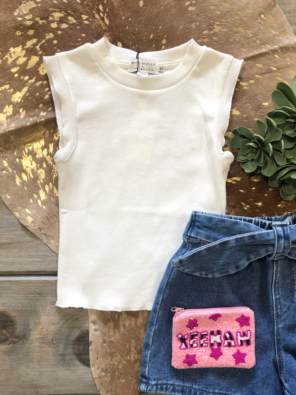 Off White Ruffle Sleeve Top
