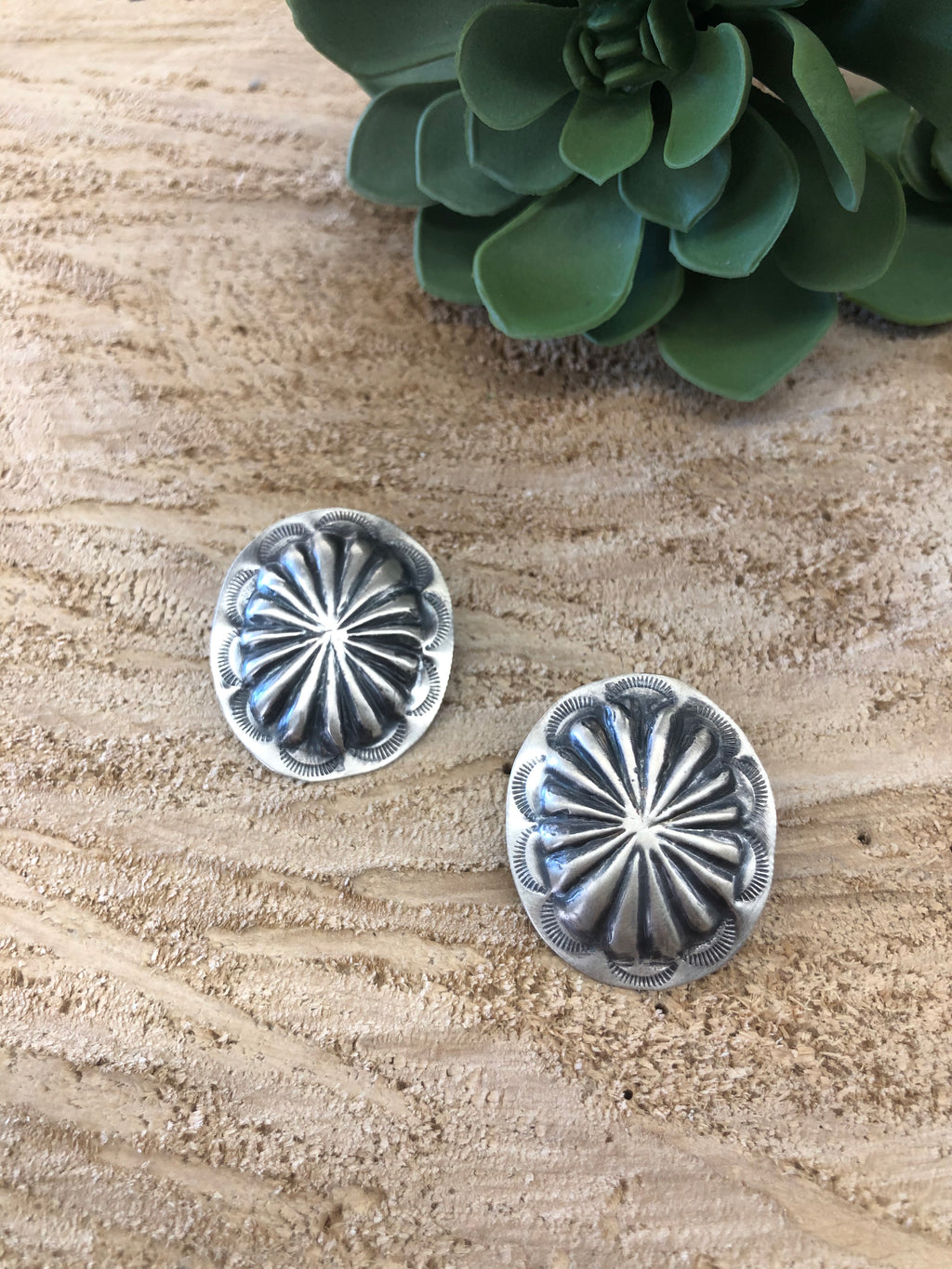 Silver Concho Post Earring