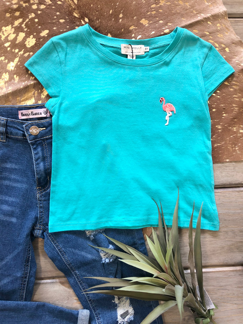 Turquoise Pink Flamingo Tee