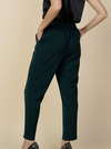 Astro Green Elastic Band Waist Pants with Button Detail
