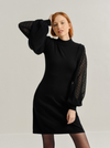 Black Knitted Sweater Dress with Open Sleeve Detail
