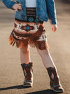 Brown Aztec Fringe Skirt