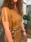 Camel Suede Fringe Dress