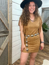 Camel Suede Fringe Dress