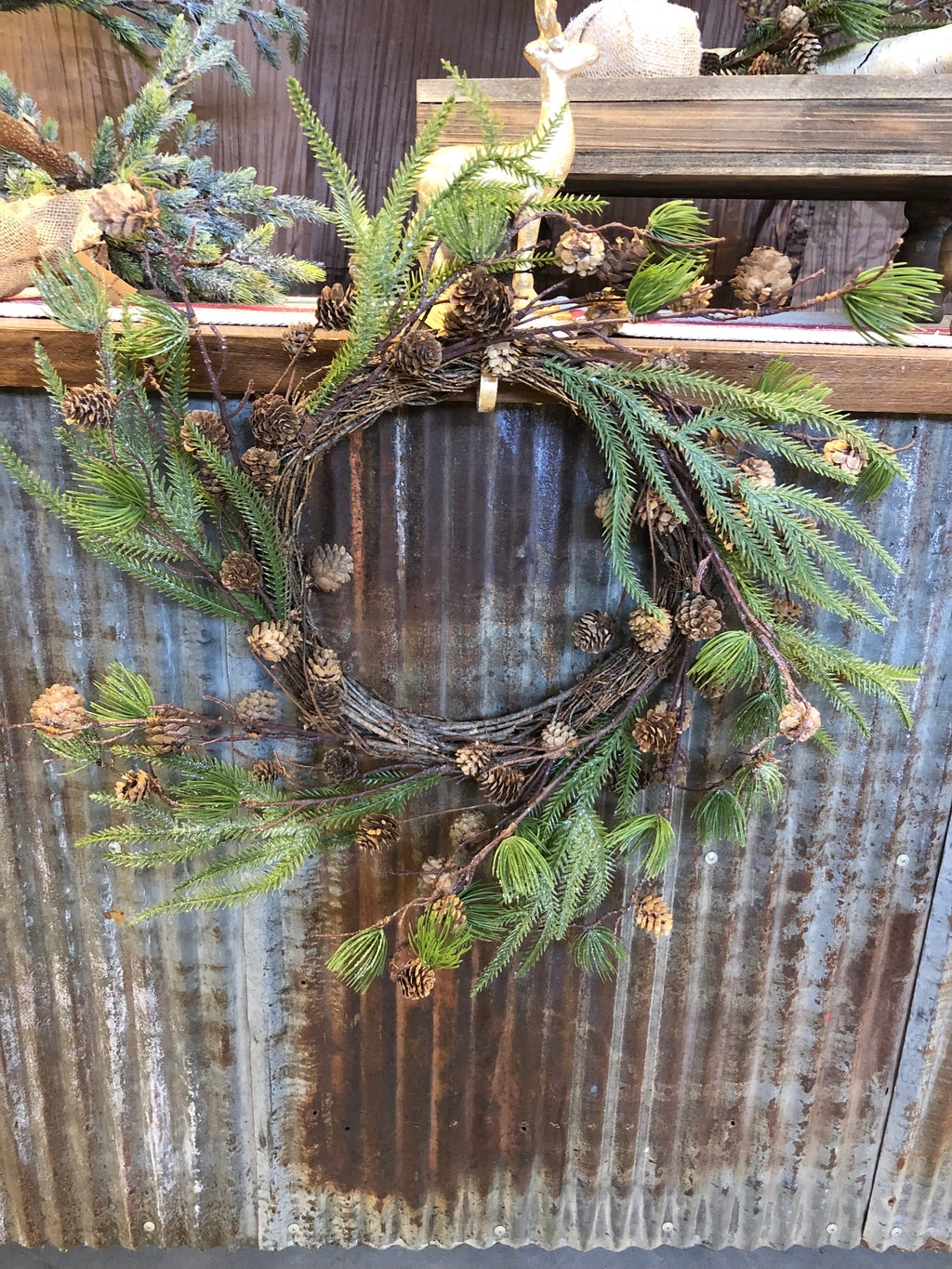 Plastic & Pinecone Wreath