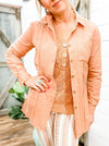 Clay Rolled Longsleeve Tunic with High Slits