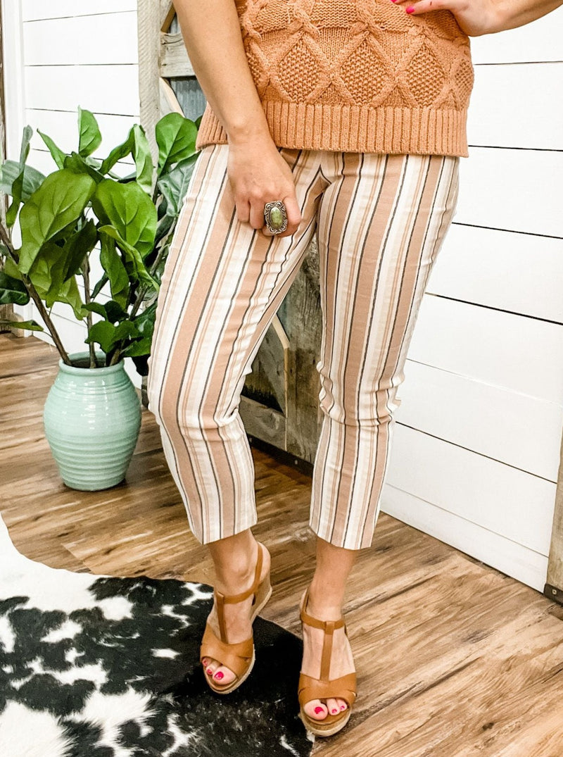 Clay Striped Pull On Capri