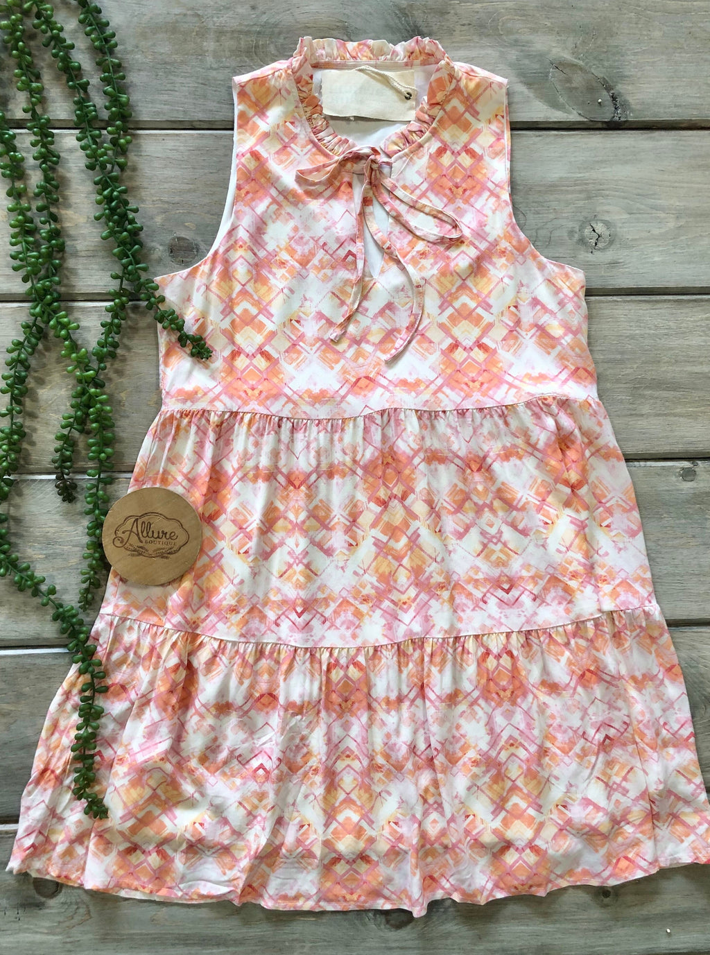 Coral & Pink Tiered Ruffle Tank Dress
