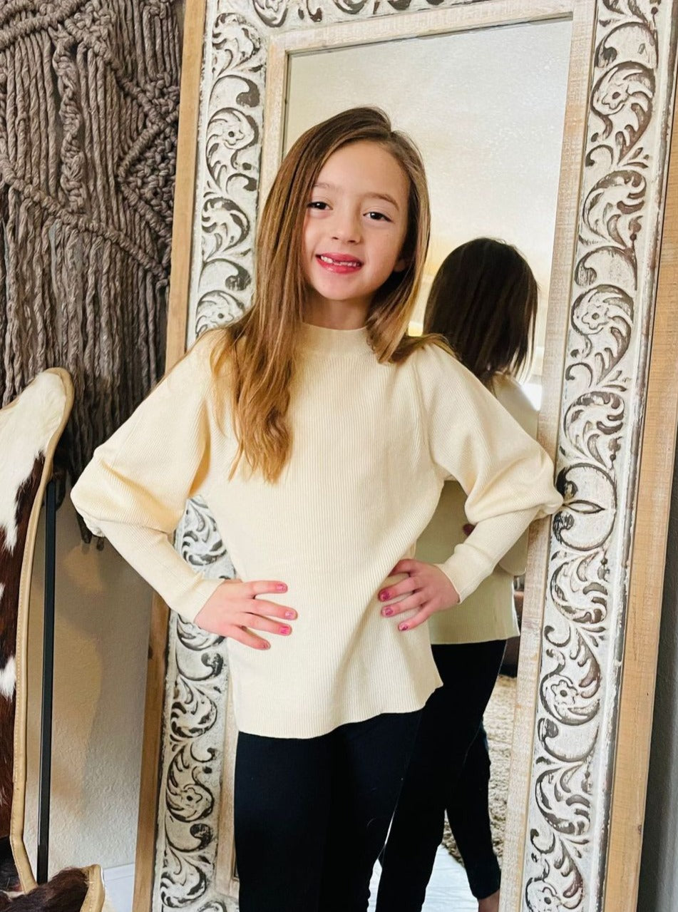 Cream Puff Sleeve Tunic Sweater