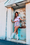 Una Thistle Short Sleeve V-Neck