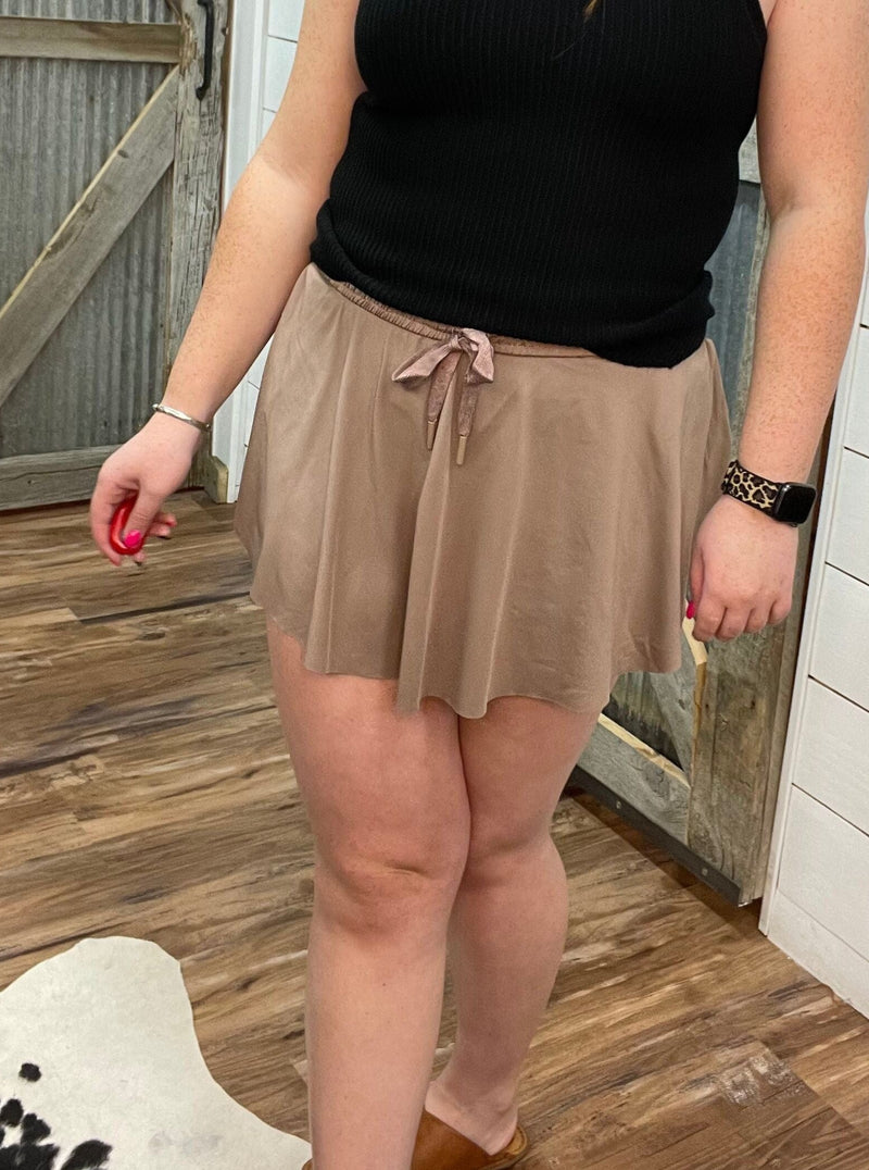 Dark Mink Flowy Skort