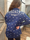 Wrangler® Retro Navy Button Down Western Shirt