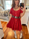 Wrangler® Retro Cherry Red Button Down Dress