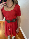 Wrangler® Retro Cherry Red Button Down Dress