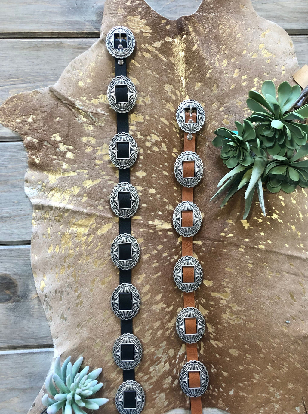 Western Concho Belt with Leather Strap