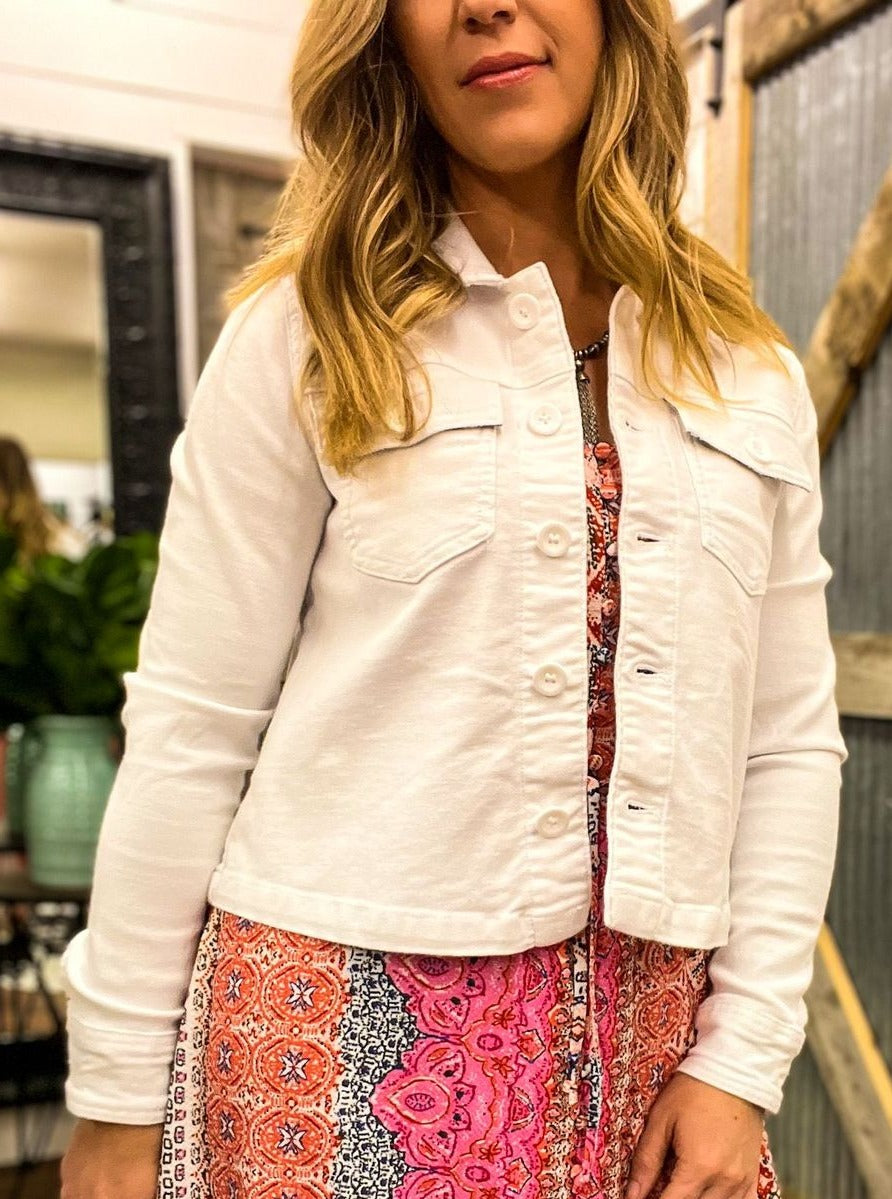 White Box Pleated Denim Jacket – Allure Boutique WY