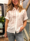 White Dolman Sleeve Button Front Blouse