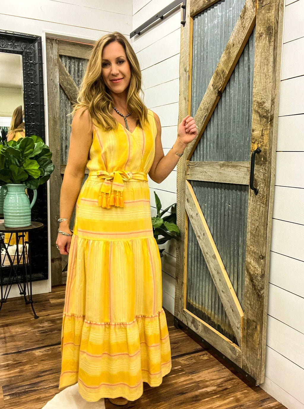 Yellovango Maxi Dress with Cross Over Front